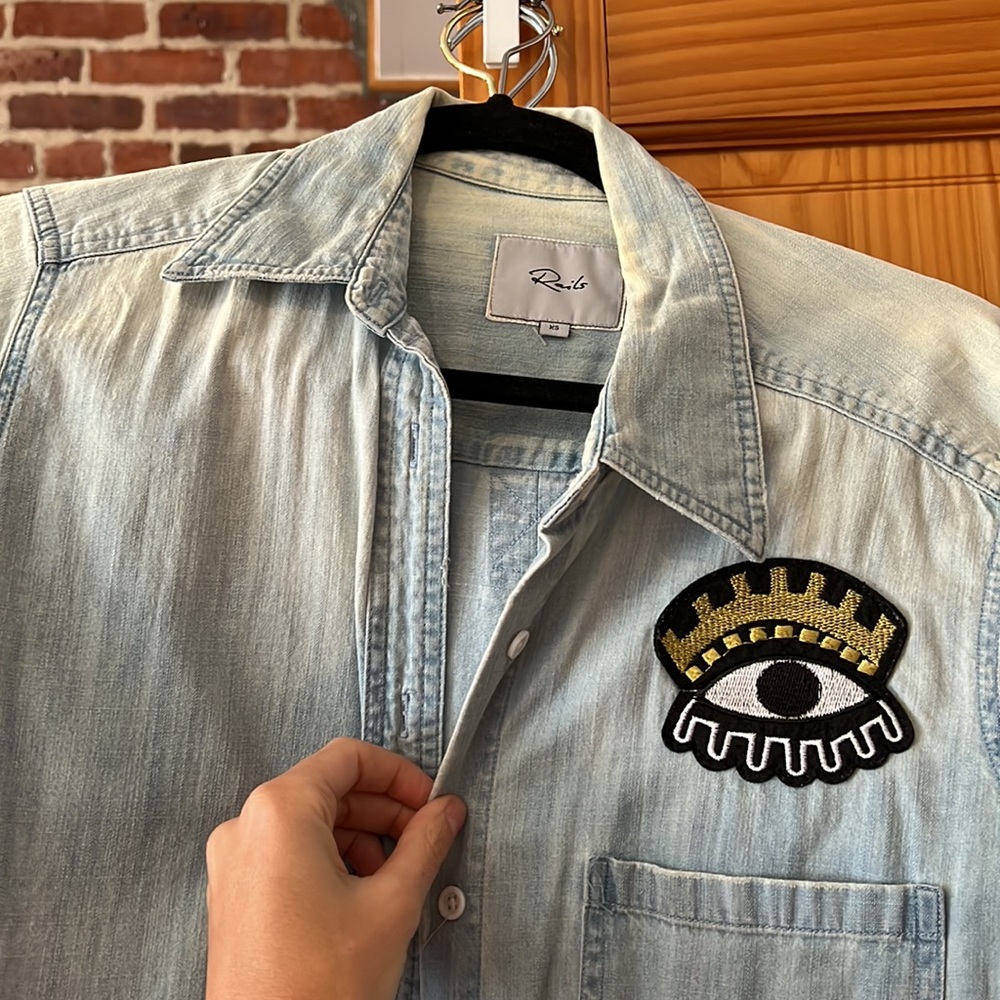 Rails Denim Button Down Long Sleeve - Xs - image 2